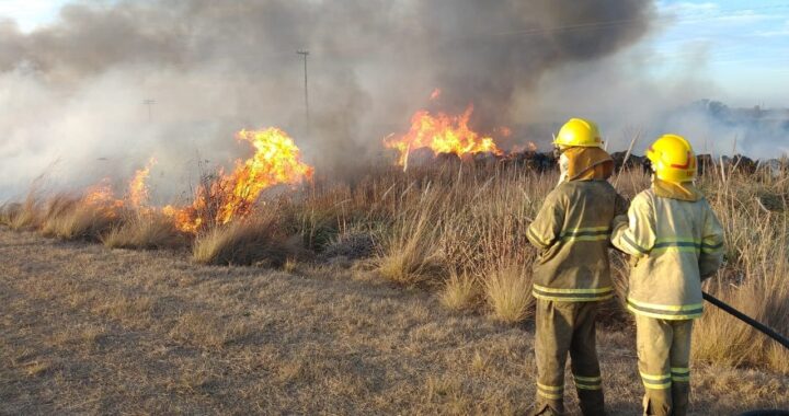 Defensa Civil y bomberos logaron controlar un incendio en un campo en la Ruta 35