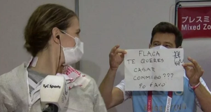 Le pidieron casamiento en pleno Juego Olímpico