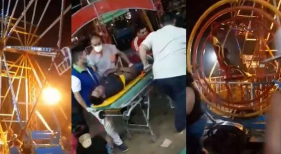 (VIDEO) Un papá y su hijo cayeron al vacío en “La vuelta al mundo” en un parque y están graves
