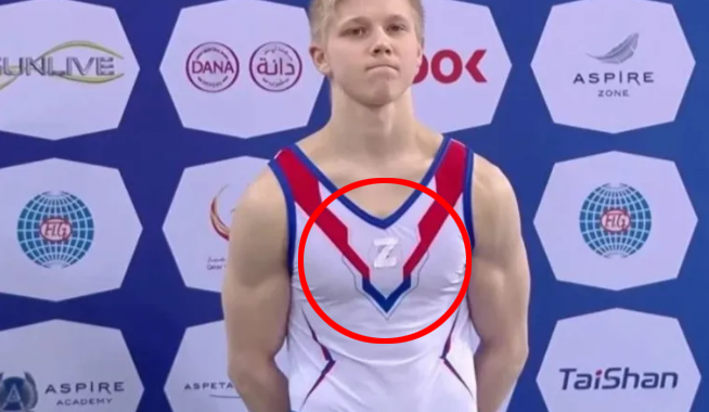 Polémica: Un gimnasta ruso subió al podio luciendo un símbolo bélico en la Copa del Mundo