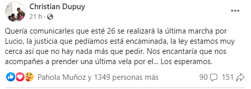 Caso Dupuy: A un día de la última jornada del juicio, llaman a prender una “última vela por Lucio”