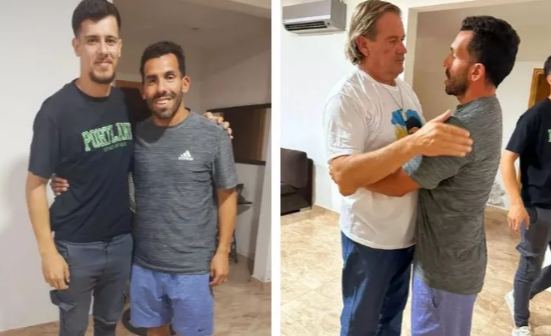 Carlitos Tévez se reuni´´o con los el abuelo y el papá de Lucio