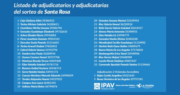 “Plan Mi Casa 2”: Se adjudicaron más viviendas para Santa Rosa